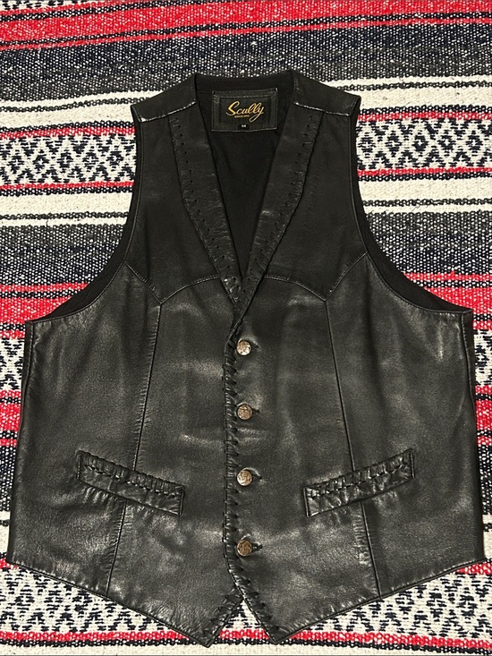 Scully Other - Scully Black Leather Men's Braided-Trim Vest